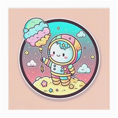 Boy Astronaut Cotton Candy Childhood Fantasy Tale Literature Planet Universe Kawaii Nature Cute Clou Medium Glasses Cloth (2 Sides)