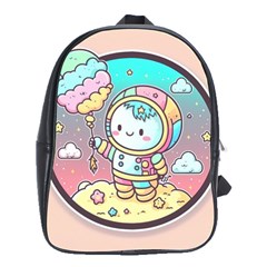 Boy Astronaut Cotton Candy Childhood Fantasy Tale Literature Planet Universe Kawaii Nature Cute Clou School Bag (large)