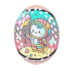 Boy Astronaut Cotton Candy Childhood Fantasy Tale Literature Planet Universe Kawaii Nature Cute Clou Ornament (oval Filigree) by Maspions