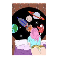 Girl Bed Space Planets Spaceship Rocket Astronaut Galaxy Universe Cosmos Woman Dream Imagination Bed Shower Curtain 48  X 72  (small) 