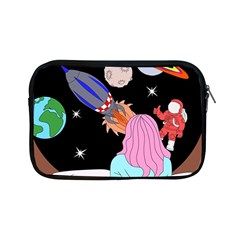 Girl Bed Space Planets Spaceship Rocket Astronaut Galaxy Universe Cosmos Woman Dream Imagination Bed Apple Ipad Mini Zipper Cases