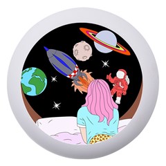 Girl Bed Space Planets Spaceship Rocket Astronaut Galaxy Universe Cosmos Woman Dream Imagination Bed Dento Box With Mirror by Maspions