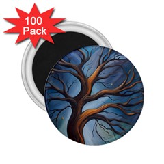 Tree Branches Mystical Moon Expressionist Oil Painting Acrylic Painting Abstract Nature Moonlight Ni 2 25  Magnets (100 Pack) 