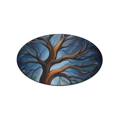 Tree Branches Mystical Moon Expressionist Oil Painting Acrylic Painting Abstract Nature Moonlight Ni Sticker (oval)
