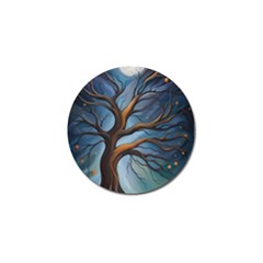 Tree Branches Mystical Moon Expressionist Oil Painting Acrylic Painting Abstract Nature Moonlight Ni Golf Ball Marker by Maspions