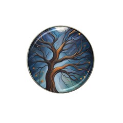 Tree Branches Mystical Moon Expressionist Oil Painting Acrylic Painting Abstract Nature Moonlight Ni Hat Clip Ball Marker by Maspions