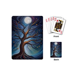 Tree Branches Mystical Moon Expressionist Oil Painting Acrylic Painting Abstract Nature Moonlight Ni Playing Cards Single Design (mini)