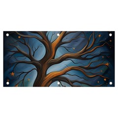 Tree Branches Mystical Moon Expressionist Oil Painting Acrylic Painting Abstract Nature Moonlight Ni Banner And Sign 6  X 3 