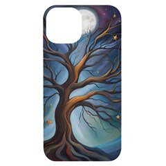 Tree Branches Mystical Moon Expressionist Oil Painting Acrylic Painting Abstract Nature Moonlight Ni Iphone 14 Black Uv Print Case by Maspions