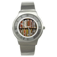 Book Nook Books Bookshelves Comfortable Cozy Literature Library Study Reading Reader Reading Nook Ro Stainless Steel Watch by Maspions