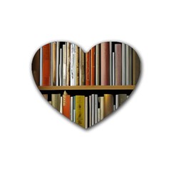 Book Nook Books Bookshelves Comfortable Cozy Literature Library Study Reading Reader Reading Nook Ro Rubber Heart Coaster (4 Pack) by Maspions