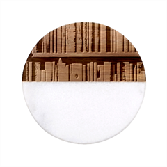 Book Nook Books Bookshelves Comfortable Cozy Literature Library Study Reading Reader Reading Nook Ro Classic Marble Wood Coaster (round)  by Maspions