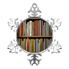 Book Nook Books Bookshelves Comfortable Cozy Literature Library Study Reading Reader Reading Nook Ro Metal Small Snowflake Ornament