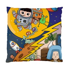 Astronaut Moon Monsters Spaceship Universe Space Cosmos Standard Cushion Case (two Sides) by Maspions