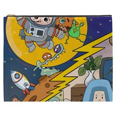 Astronaut Moon Monsters Spaceship Universe Space Cosmos Cosmetic Bag (xxxl) by Maspions