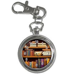 Book Nook Books Bookshelves Comfortable Cozy Literature Library Study Reading Room Fiction Entertain Key Chain Watches by Maspions