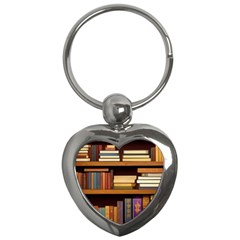 Book Nook Books Bookshelves Comfortable Cozy Literature Library Study Reading Room Fiction Entertain Key Chain (heart)
