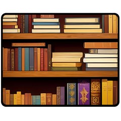 Book Nook Books Bookshelves Comfortable Cozy Literature Library Study Reading Room Fiction Entertain Fleece Blanket (medium) by Maspions