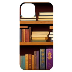 Book Nook Books Bookshelves Comfortable Cozy Literature Library Study Reading Room Fiction Entertain Iphone 14 Plus Black Uv Print Case by Maspions