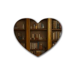 Books Book Shelf Shelves Knowledge Book Cover Gothic Old Ornate Library Rubber Coaster (heart)