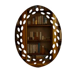 Books Book Shelf Shelves Knowledge Book Cover Gothic Old Ornate Library Oval Filigree Ornament (two Sides)