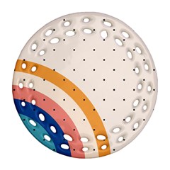 Abstract Geometric Bauhaus Polka Dots Retro Memphis Rainbow Round Filigree Ornament (two Sides)