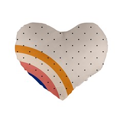 Abstract Geometric Bauhaus Polka Dots Retro Memphis Rainbow Standard 16  Premium Heart Shape Cushions