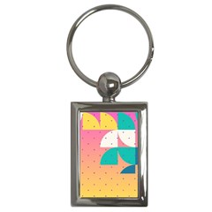 Abstract Geometric Bauhaus Polka Dots Retro Memphis Art Key Chain (rectangle)