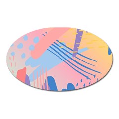 Abstract Lines Dots Pattern Purple Pink Blue Oval Magnet by Maspions
