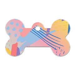 Abstract Lines Dots Pattern Purple Pink Blue Dog Tag Bone (one Side)