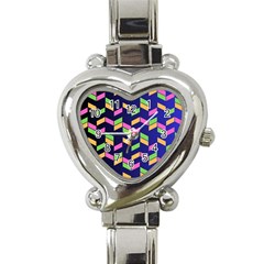 Background Pattern Geometric Pink Yellow Green Heart Italian Charm Watch