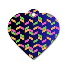 Background Pattern Geometric Pink Yellow Green Dog Tag Heart (two Sides) by Maspions