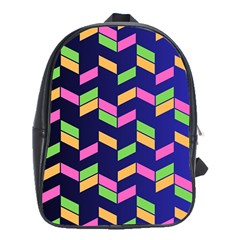 Background Pattern Geometric Pink Yellow Green School Bag (xl)