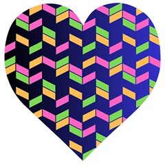 Background Pattern Geometric Pink Yellow Green Wooden Puzzle Heart