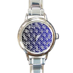 Pattern Floral Flowers Leaves Botanical Round Italian Charm Watch by Maspions