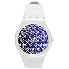 Pattern Floral Flowers Leaves Botanical Round Plastic Sport Watch (m) by Maspions