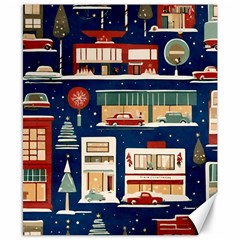 Cars Snow City Landscape Vintage Old Time Retro Pattern Canvas 8  X 10  by Maspions