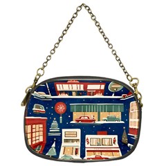 Cars Snow City Landscape Vintage Old Time Retro Pattern Chain Purse (one Side)