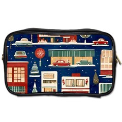 Cars Snow City Landscape Vintage Old Time Retro Pattern Toiletries Bag (two Sides)