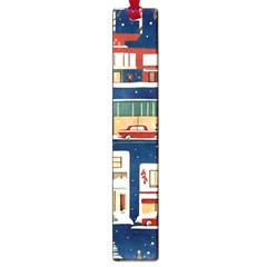 Cars Snow City Landscape Vintage Old Time Retro Pattern Large Book Marks