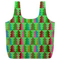 Trees Pattern Retro Pink Red Yellow Holidays Advent Christmas Full Print Recycle Bag (xl)