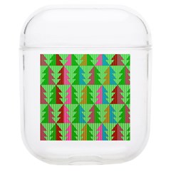 Trees Pattern Retro Pink Red Yellow Holidays Advent Christmas Soft Tpu Airpods 1/2 Case