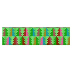 Trees Pattern Retro Pink Red Yellow Holidays Advent Christmas Oblong Satin Scarf (16  X 60 )