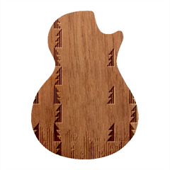 Trees Pattern Retro Pink Red Yellow Holidays Advent Christmas Guitar Shape Wood Guitar Pick Holder Case And Picks Set