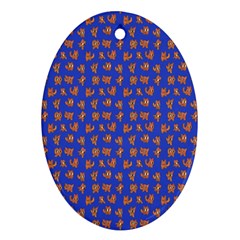 Cute Sketchy Monsters Motif Pattern Ornament (oval)