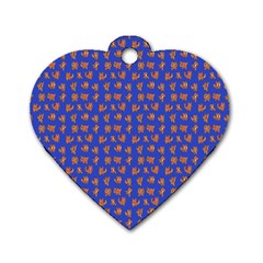 Cute Sketchy Monsters Motif Pattern Dog Tag Heart (one Side)