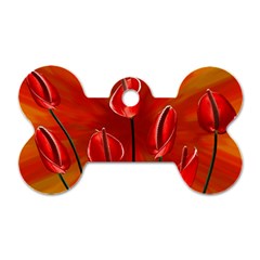 Flowers Red Dog Tag Bone (one Side) by Askadina