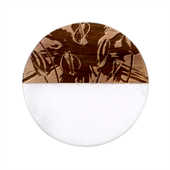 Flowers Red Classic Marble Wood Coaster (round) 