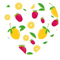 Strawberry Lemons Fruit Wooden Puzzle Heart by Askadina