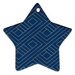 Plaid Background Blue Ornament (star)